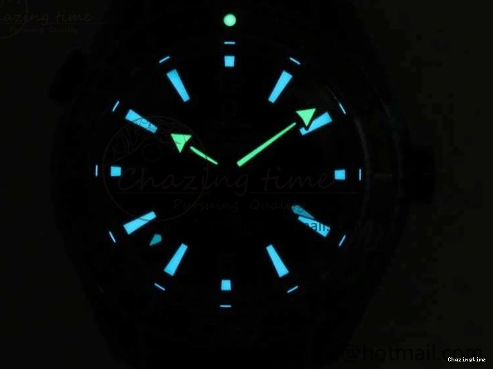 1219 Unique Planet Ocean 45mm GMT Blue DLC Black OMF Best Edition Blue Dial On Blue Gummy Strap A 8123